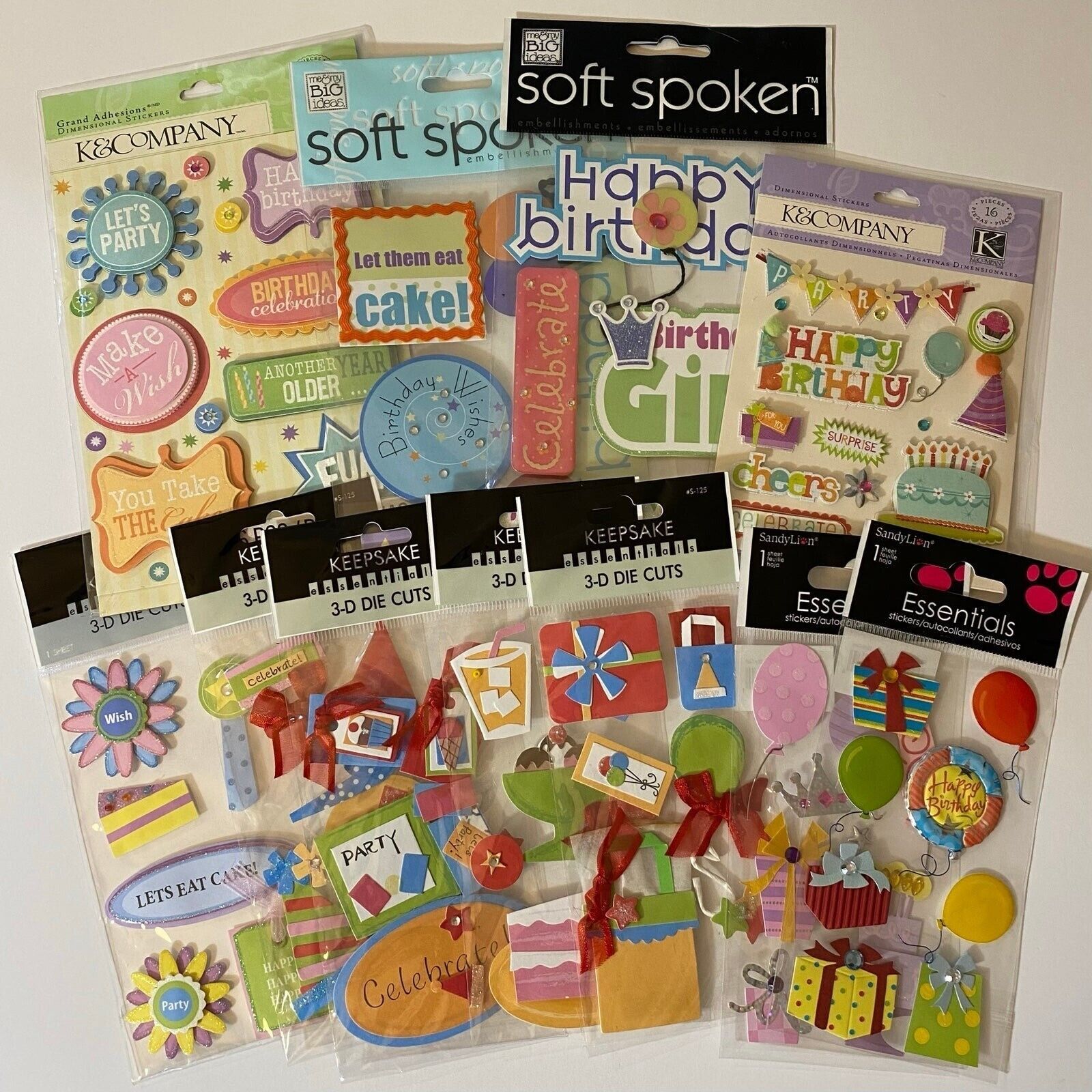 Primary image for K&Company Soft Spoken Sandylion Keepsake Party Birthday Scrapbook Stickers Lot