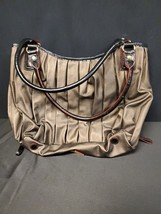 MZ Wallace Coated Pleated Canvas Bronze Purse Shoulder Bag - $113.56