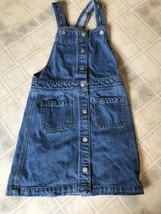 Old Navy Blue Denim Snap Front Overall Jumper Dress Size 6-7 Small - $16.12