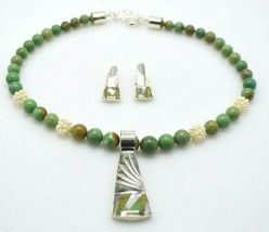 JAY KING Sterling Silver Green Brown Chrysoprase MOP Necklace Earring Set NWOT - $156.81