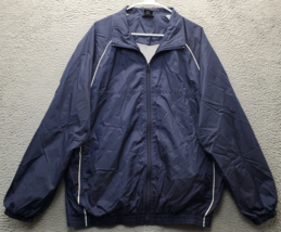 Nike Track Jacket Mens Large Navy Thermal Lined Waterproof Ribbed Hem Fu... - $469.71 MXN