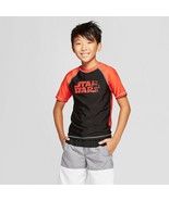 Star Wars ~ Boys XS 4/5 ~ Orange &amp; Black ~ Rash Guard ~ Swim Shirt - $28.06 CAD