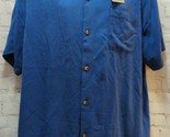 Tommy Bahama XL blue 100% silk button front camp shirt men&#39;s embossed tr... - $59.39