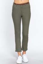 Cotton-span Twill Belted Long Pants - $23.00