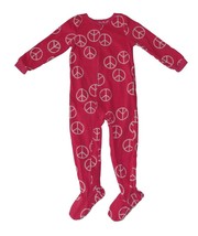 Carters Fleece Footed Pajama Blanket Sleeper Size 6 7 10 12 Peace Sign H... - $525.40 MXN