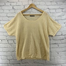 Tamnoon Women Blouse Top Shirt Womens Sz XL Knit Open Weave Cream Beige - £11.93 GBP