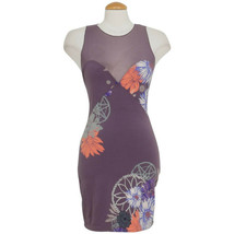 FREE PEOPLE Purple Ikebana Stretch Cotton Floral Sleeveless Bodycon Dress S - £39.95 GBP