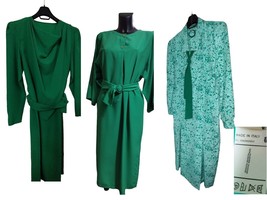 New Woman Summer Dress Light Green Vintage Polyester Vestebene 42 44 Italian - £69.81 GBP