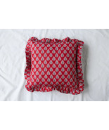 Block Printed Cotton frill cushion cover Vintage Floral Raffle Trim Cush... - £11.79 GBP+