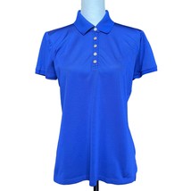 Lauren Ralph Lauren Women’s L Blue S/S Stretch Metal Button Golf Polo Sh... - £14.62 GBP