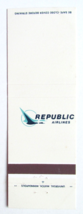 Republic Airlines - Aviation Transportation 20 Strike Matchbook Cover Matchcover - £1.36 GBP