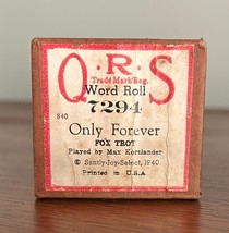QRS (LISTEN) PLAYER PIANO WORD ROLL ONLY FOREVER MAX KORTLANDER #7294 w/... - $25.00