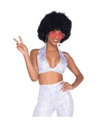 Disco Fever Costume Iridescent Crop Top Collar High Rise Bell Bottoms Re... - £53.10 GBP