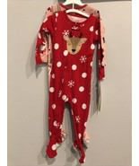 Carters Just One You 2 Footed Blanket Sleeper Holiday Pajamas Red 2 Pc 1... - £13.97 GBP
