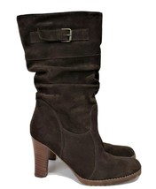 Aldo Auralda Mid-Calf Heel Boots Womens size 8.5 Brown Suede Leather - $35.00