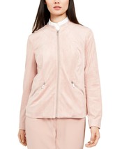 Alfani Pink Soft Vegan Suede Bomber Jacket Women&#39;s X-Large XL - £79.93 GBP