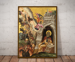 The Ladder of Divine Ascent, Wall Art, Byzantine Orthodox Iconography - £9.57 GBP+