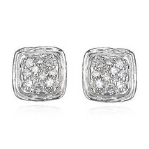 1/10 CT Naturel Diamant Carré Serti Boucles D&#39;Oreilles Plaqué or Blanc A... - £134.19 GBP