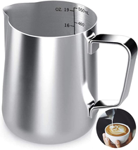 Milk Frothing Pitcher, 20 Oz Milk Frother Cup Espresso Cup Stainless Steel - £10.75 GBP