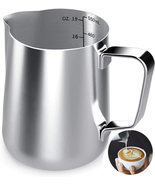 Milk Frothing Pitcher, 20 Oz Milk Frother Cup Espresso Cup Stainless Steel - £10.86 GBP