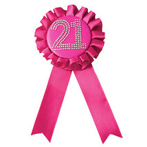 Pink 21st Birthday Rosette Badge - £12.95 GBP