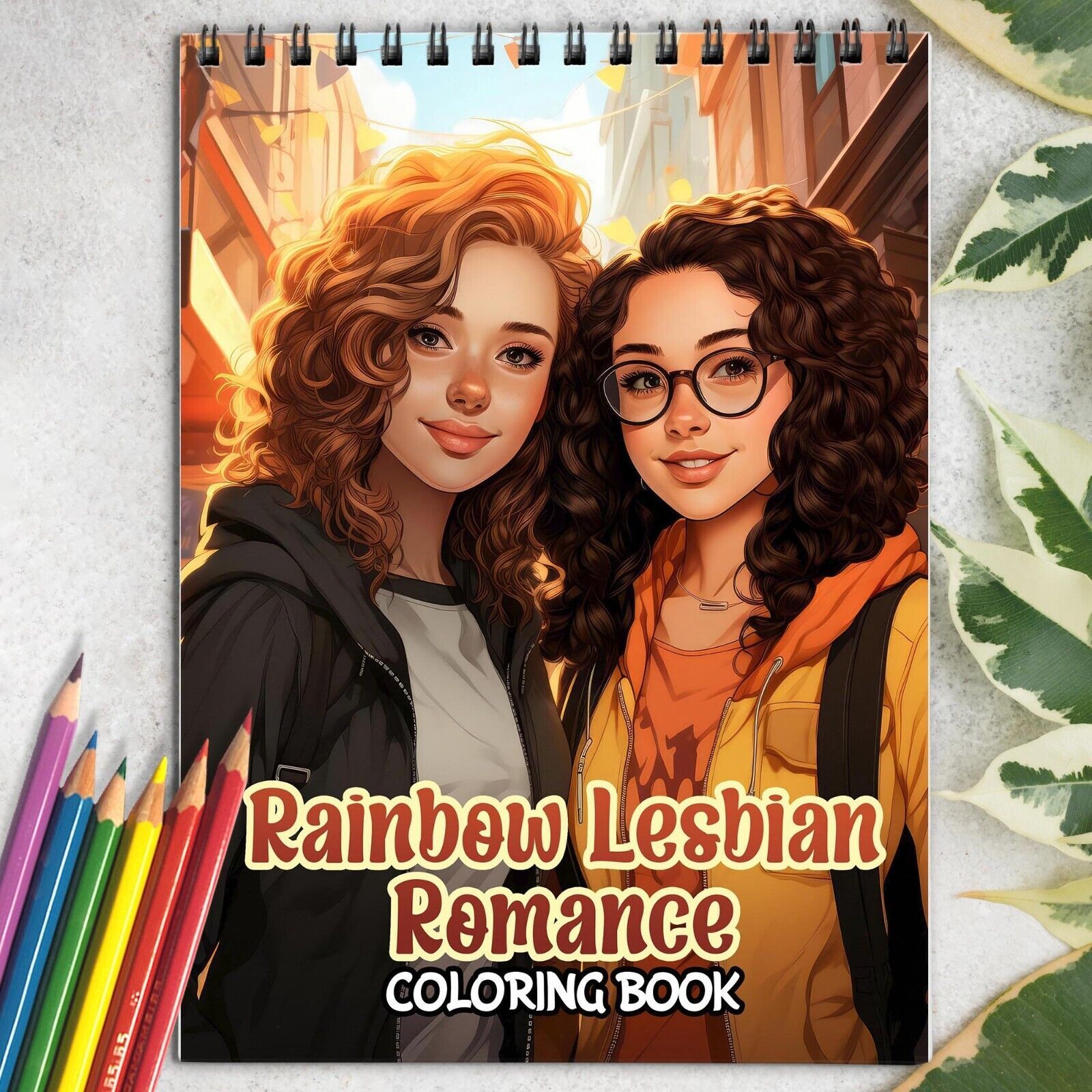 Rainbow Lesbian Romance Spiral-Bound Coloring Book for Adult for Stress Relief - £16.27 GBP