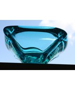 Vintage Murano Hand Blown in Italy Aquamarine Blue Glass Bowl Heavy Asht... - £36.47 GBP