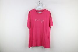 Vintage 90s Y2K Streetwear Womens Large Faded Spell Out Script Chicago T... - $24.70