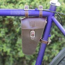 LondonCraftwork Frame Bike Bag Genuine Leather in Cherry Brown Tool Bicycle Bag  - £29.60 GBP