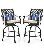 Set of 2 Outdoor Bar Height Chair with Soft Cushions - Color: Black - $463.38 CAD