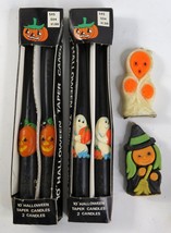 Vintage Halloween Taper Wax  10 Inch Ghost Pumpkin Candles Lot - £12.76 GBP