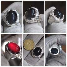 Natural Black Yemeni Agate With Silver Sterling Ring - $46.37
