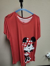 Disney  Minnie Mouse T-Shirt Size XL Red Polka Dot Embroidered - $11.19