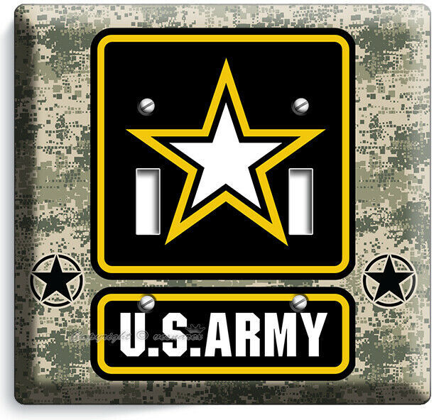Primary image for US ARMY STAR DIGITAL PIXEL CAMO 2 GANG LIGHT SWITCH PLATE ROOM ART VETERAN DECOR