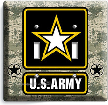 US ARMY STAR DIGITAL PIXEL CAMO 2 GANG LIGHT SWITCH PLATE ROOM ART VETER... - $13.94