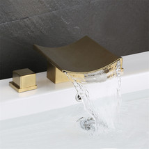 Brushed gold widespread Waterfall Bathroom washbasin sink Faucet square ... - $2,890.26 MXN