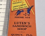 Front Strike Matchbook Cover  Luten’s Sandwich Shop  Quincy, FL  gmg  Un... - £9.81 GBP