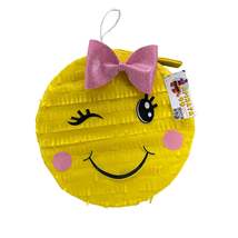 Yellow Emoji Themed Party Pinata with Pink Bow, Teens Kids Birthday Party Decor, - $39.99