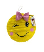 Yellow Emoji Themed Party Pinata with Pink Bow, Teens Kids Birthday Part... - $747.17 MXN