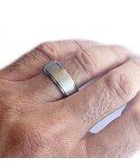 14K white gold wedding band ring for men designer textured finish 8mm wide - $17,644.23 MXN+