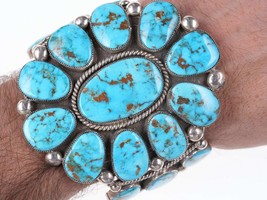 Huge 7.25&quot; Robert and Bernice Leekya Sterling/turquoise cuff bracelet - £2,342.19 GBP