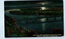 Birds Eye View of Mississippi River and Wabash Bridge Hannibal Missouri Postcard - £5.18 GBP