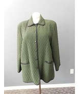 DIANE VON FURSTENBERG Vintage 90s Green Quilted Light Jacket Pockets Lin... - £39.80 GBP