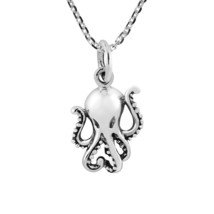 Wondrous Sea Octopus Sterling Silver Pendant Necklace - £15.75 GBP