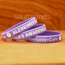 3 Alzheimer&#39;s Awareness Wristbands Purple Debossed Color Filled Bracelet... - $187.78 MXN