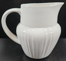 Corning Ware French White 80 Oz Pitcher Tableware Casual China Ribbed Be... - $46.40