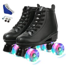 Women White PU Leather Roller Skates Skating Shoes Sliding Inline Quad Skates Sn - £181.83 GBP