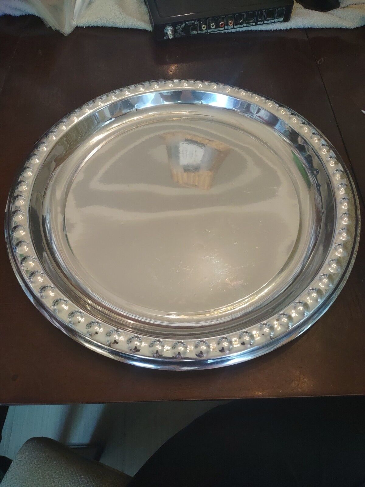 Party Tray Round Tray Silver Plastic 15 In.-Brand New-SHIPS N 24 HOURS - $10.00