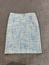 Phist pour ELLE Skirt Womens 8 Blue White Tweed Pencil Lined Made in France - $98.99