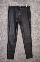 Celebrity Pink Jeans Women 1 Black Faux Leather Steampunk Punk Ribbed Moto Pants - £12.63 GBP